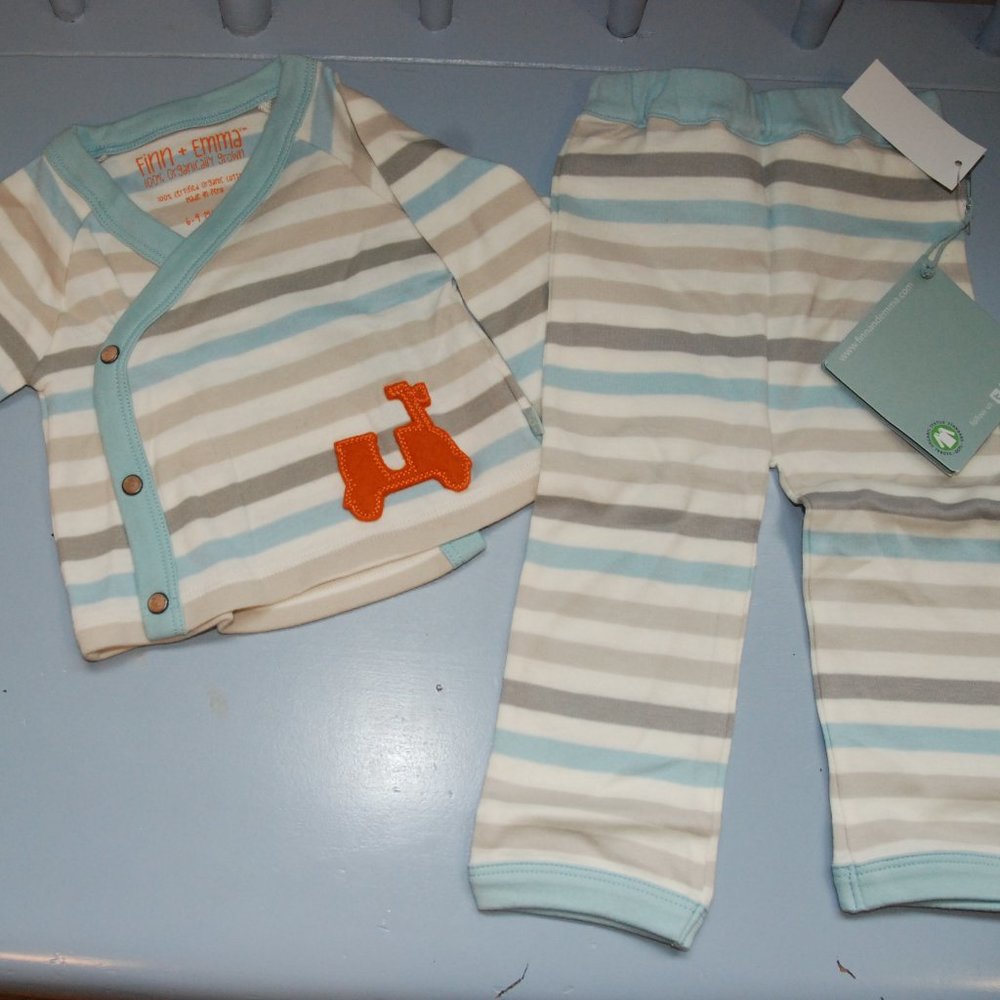 Finn + Emma Infant 100% Organic Cotton Scooter Design Set 6-9 Months - New